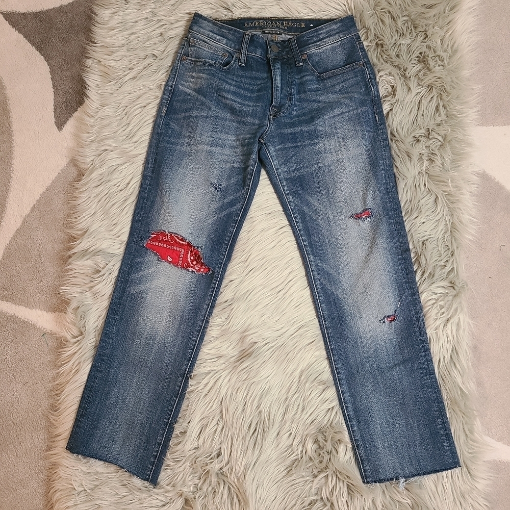 American Eagle Distressed Straight Leg Jeans - Picture 1 of 14